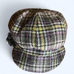 Vintage Tweed Mucros Weavers Plaid Wool & Cotton Newsboy Cap